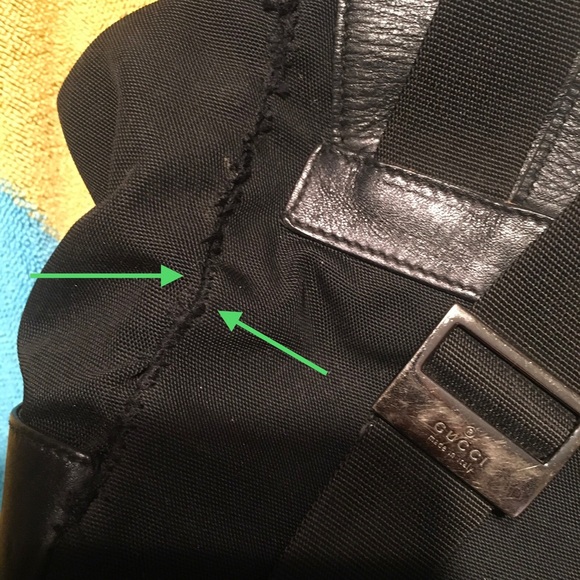 GUCCI Rucksack Backpack Nylon Leather Trim Slingback Daypack - Picture 15 of 16